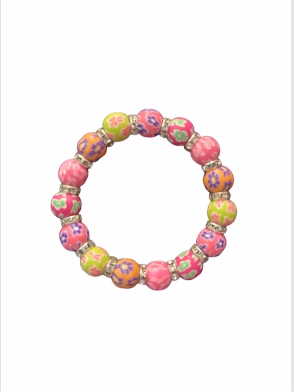 Colorful Floral Beaded Stretch Bracelet Summer Womens jewelry